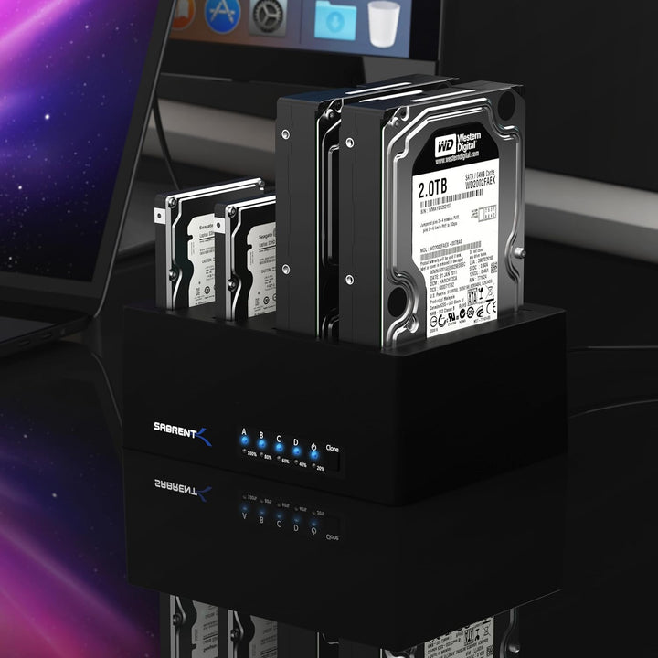 SABRENT 4 Bay SSD/HDD 2,5/3,5 Zoll Docking Station, festplatten gehäuse, USB 3.2 Gen1 offline Klonst