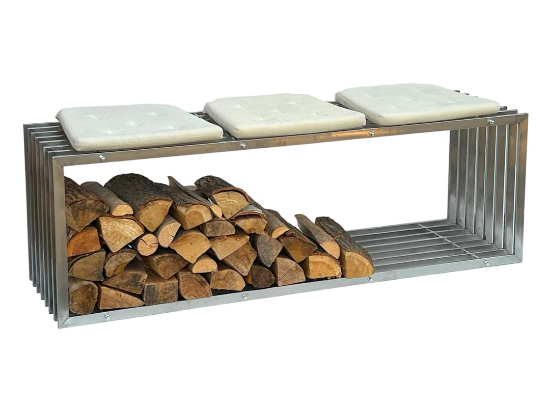 DanDiBo Kaminholzregal Innen Edelstahl Metall Kaminholzständer 96429 Brennholzregal 150 cm Holzkorb