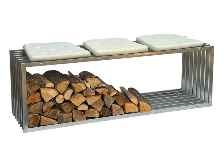 DanDiBo Kaminholzregal Innen Edelstahl Metall Kaminholzständer 96429 Brennholzregal 150 cm Holzkorb