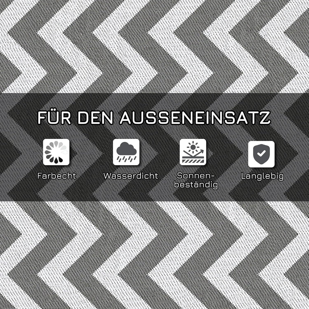 Outsunny Outdoor-Teppich, wasserdichter Kunststoffteppich, Balkonteppich mit doppelseitigem Design,