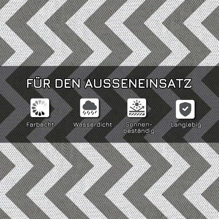 Outsunny Outdoor-Teppich, wasserdichter Kunststoffteppich, Balkonteppich mit doppelseitigem Design,