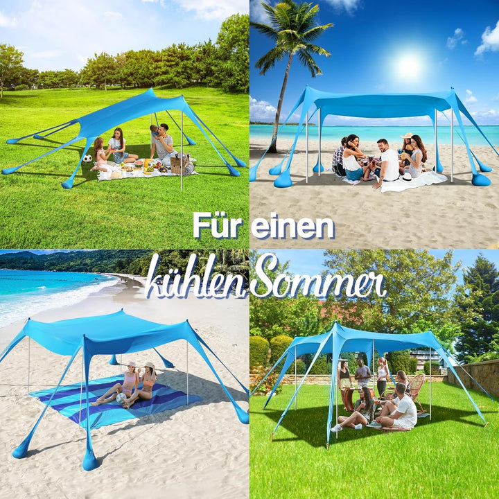 Rhino Valley Strandmuschel, Strandzelt Sonnenschutz UV 50+, Windschutz Strandzelt, Tragbar Sonnenseg