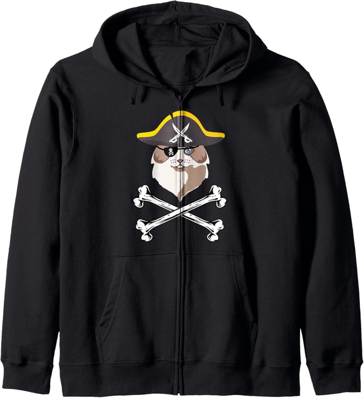 Kawaii Lustige Halloween Ragdoll Piraten Katze Mama Kapuzenjacke