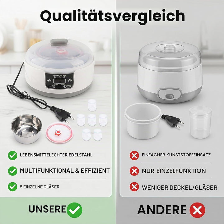 Elektrischer Joghurtbereiter, Hausgemachter Natto-Maker, Kleiner Inkubator mit Gläsern, Edelstahlein