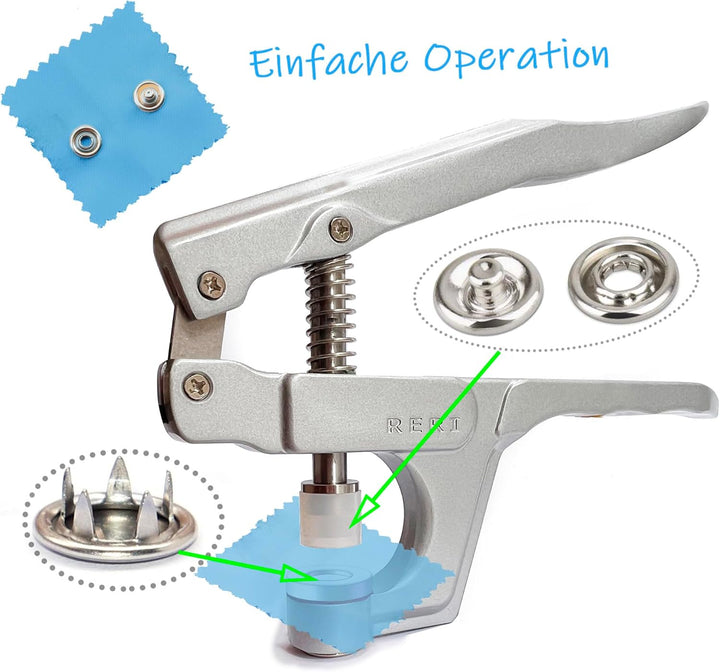 RERI Druckknöpfe Mit Zange, 280set 14Farben Φ10mm Jersey Druckknöpfe Metall, Druckknopf Set mit Zang