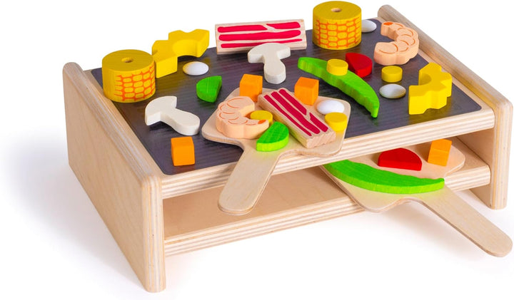 Erzi 10685 Raclette aus Holz, Kinderküche, Kaufladenartikel für Kinder, Rollenspiele