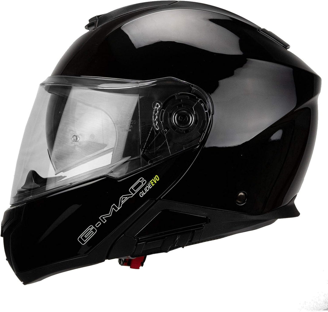 G-MAC Glide Evo Motorradhelm mit doppeltem Visier, modular, hochklappbar, ECE 2205 zugelassen schwar