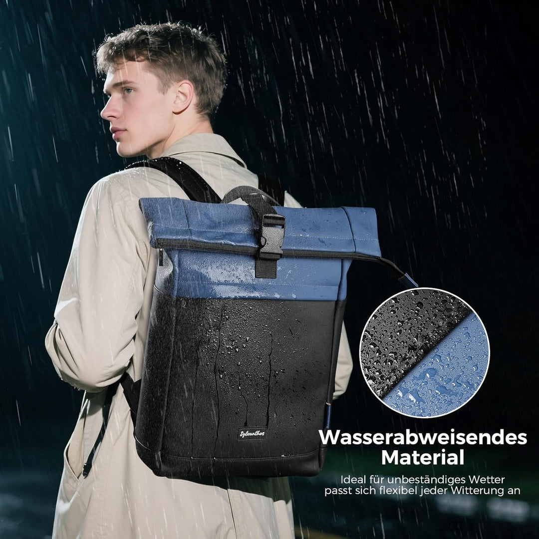 Wasserdicht Rucksack, Laptop Rolltop Rucksack für Herren & Damen Mit Diebstahlsichere Reissverschlus