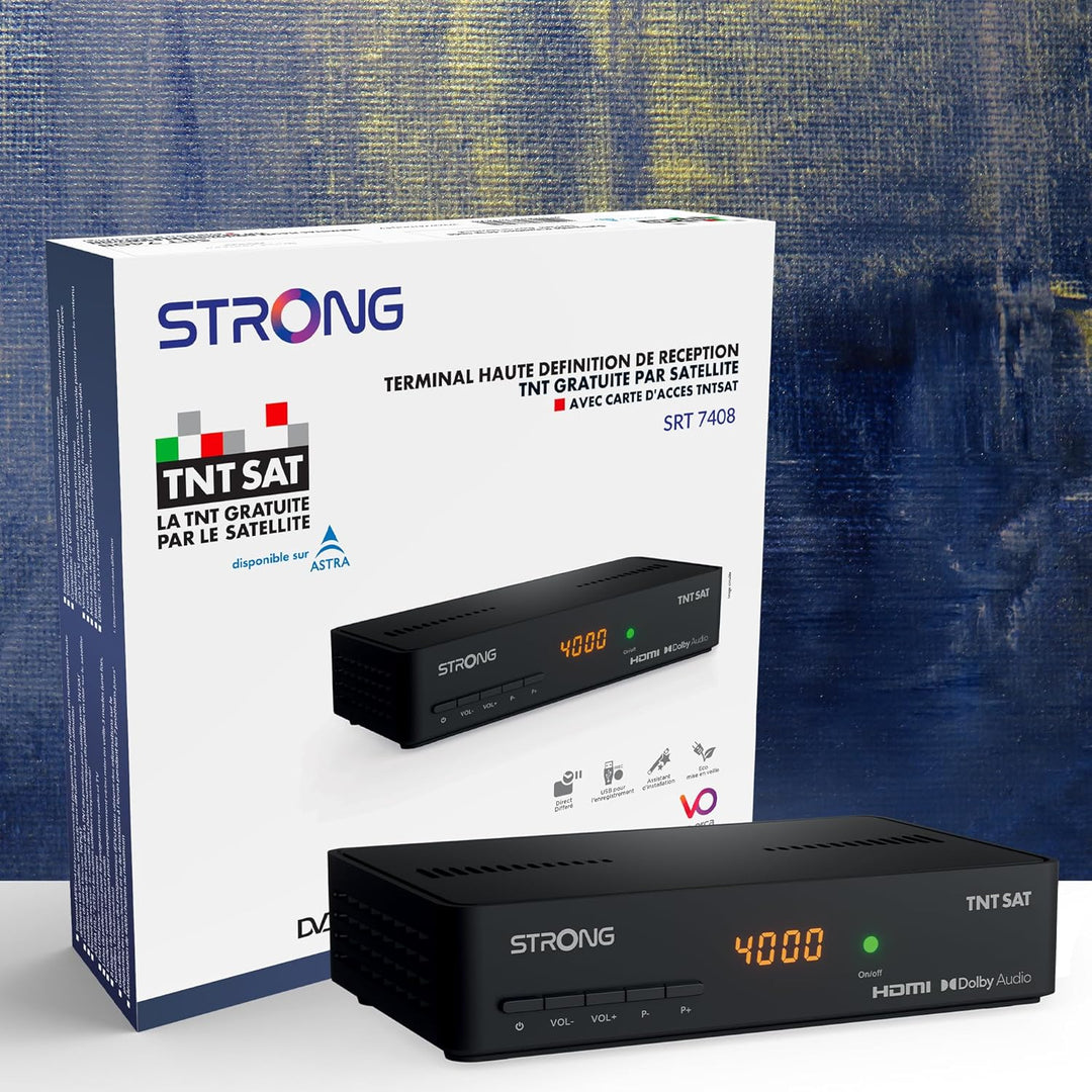 STRONG - Satelliten-DVB-T-Decoder mit TNTSAT-Karte – SRT7408 – HD-Auflösung – Direktverzögerung – US
