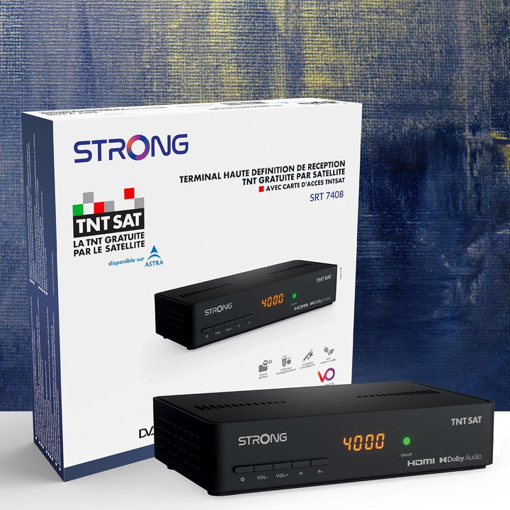 STRONG - Satelliten-DVB-T-Decoder mit TNTSAT-Karte – SRT7408 – HD-Auflösung – Direktverzögerung – US