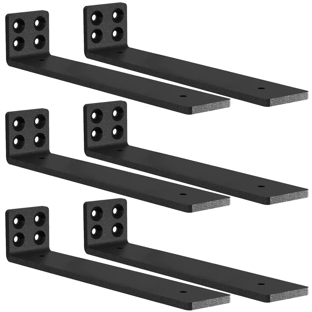 MLOQI 6 stück Regalhalterung Schwarz Regalwinkel Schwerlast, Regalwinkel Schwarz Metall, Wandhalteru