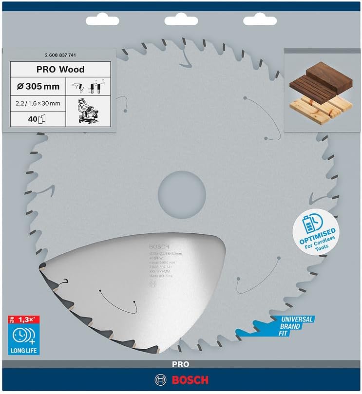 Bosch Professional 1x Kreissägeblatt Standard for Wood (Holz, Sägeblatt Ø 305 x 30 x 2,2 mm, 40 Zähn