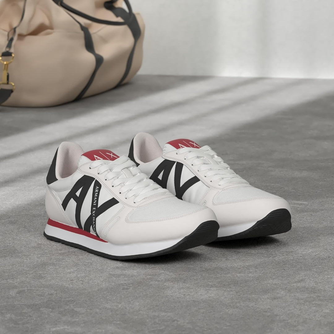 Armani Exchange Herren Rio Side Logo Sneaker 39.5 EU Op White Black, 39.5 EU Op White Black
