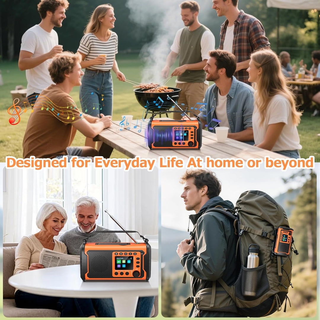 27000mAh DAB/DAB+ Notfallradio mit Kurbel, Solar & USB Laden, Bluetooth 5.3, Powerbank-Funktion, SOS