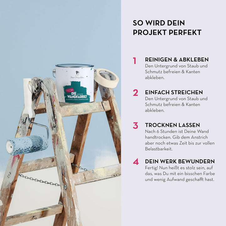 MissPompadour abwaschbare Wandfarbe Grau mit Wärme 1L - hohe Deckkraft & Ergiebigkeit - matte, scheu