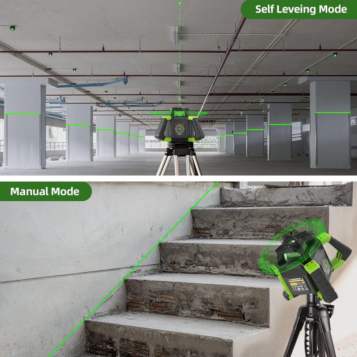 Huepar Elektrischer Grüne Drehbarer Lasernivellier + Lotpunkte, Selbstnivellierend Horizontal/Vertik