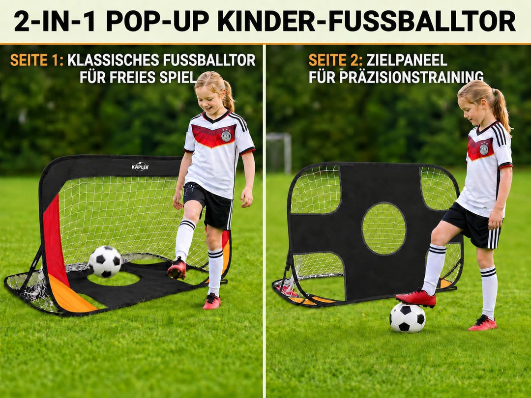 Kapler Pop-Up Fussballtore 2er Set in Deutschen Nationalfarben - Fussballtor für Garten Kinder 2er S