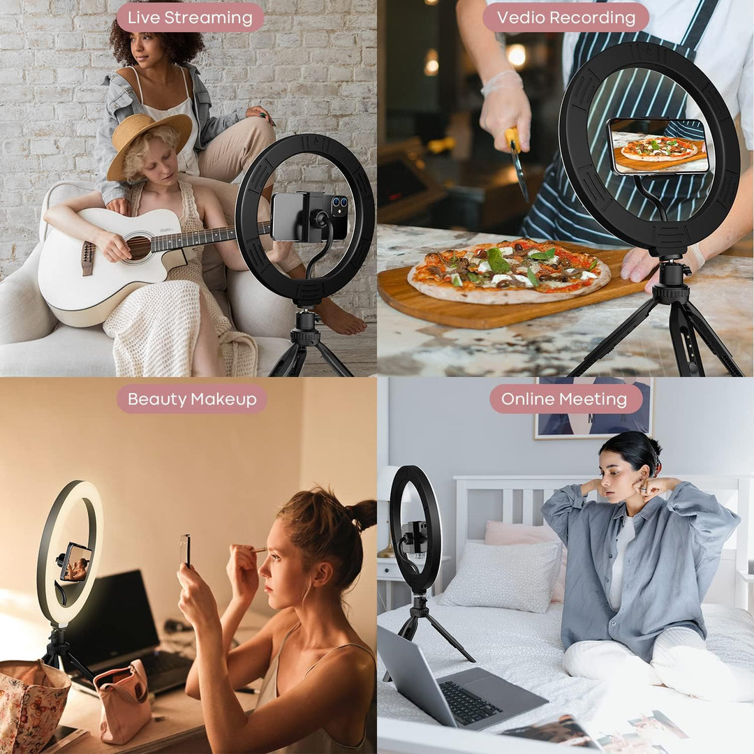 RealPlus 10" Ringlicht mit Stativ Handy, Geschenk für Frauen, Ringlicht Handy & Kamera Stativ, 3 Lic