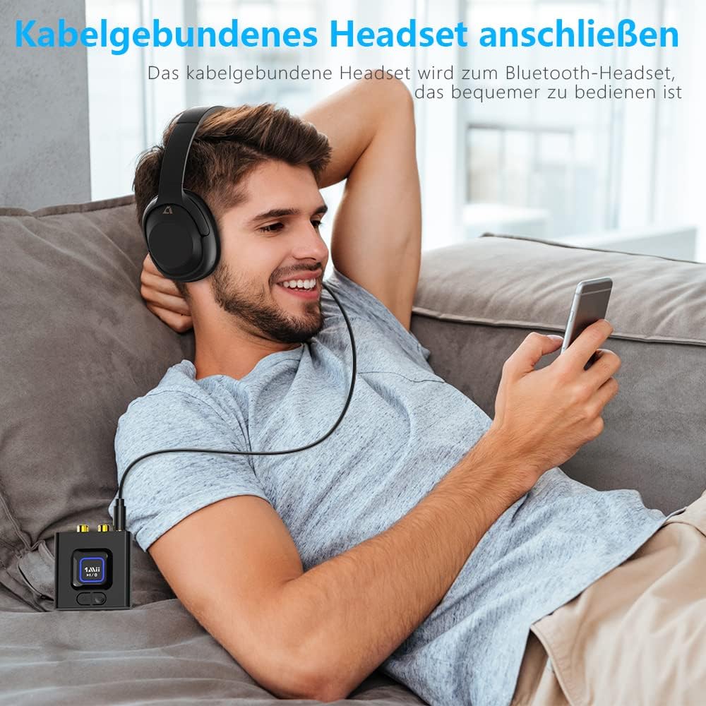 ML201 Adapter für Stereoanlage, Bluetooth 5.0 Empfänger mit 3.5mm AUX Cinch, drahtloser Audio Receiv