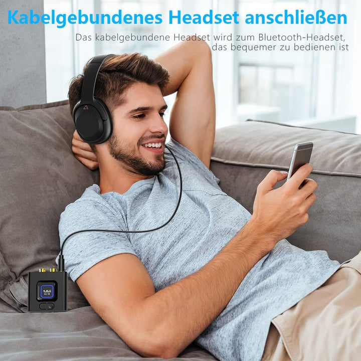 ML201 Adapter für Stereoanlage, Bluetooth 5.0 Empfänger mit 3.5mm AUX Cinch, drahtloser Audio Receiv