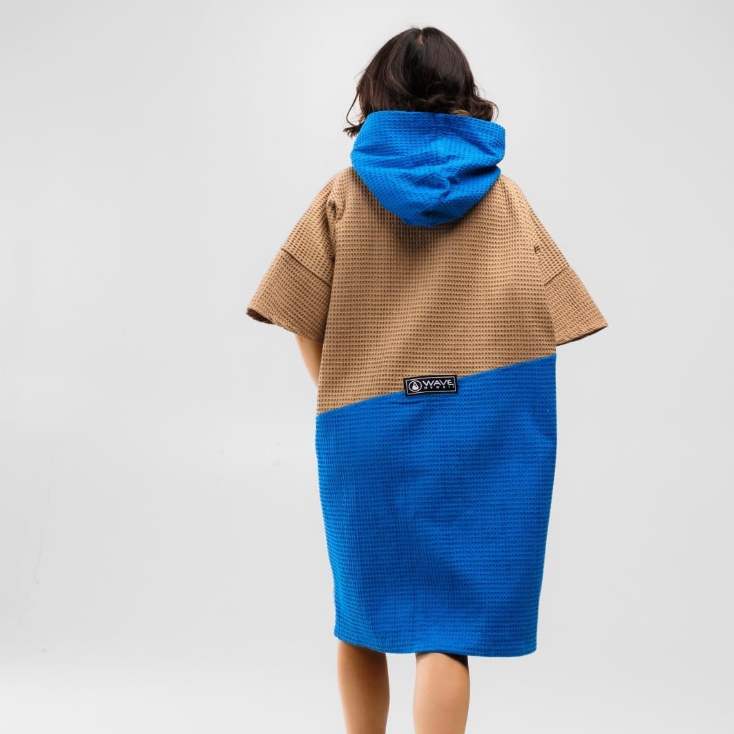 WAVE HAWAII Poncho Lighd Surfponcho 100% Baumwolle für Körpergrössen von 170-200 cm Umkleidehilfe fü