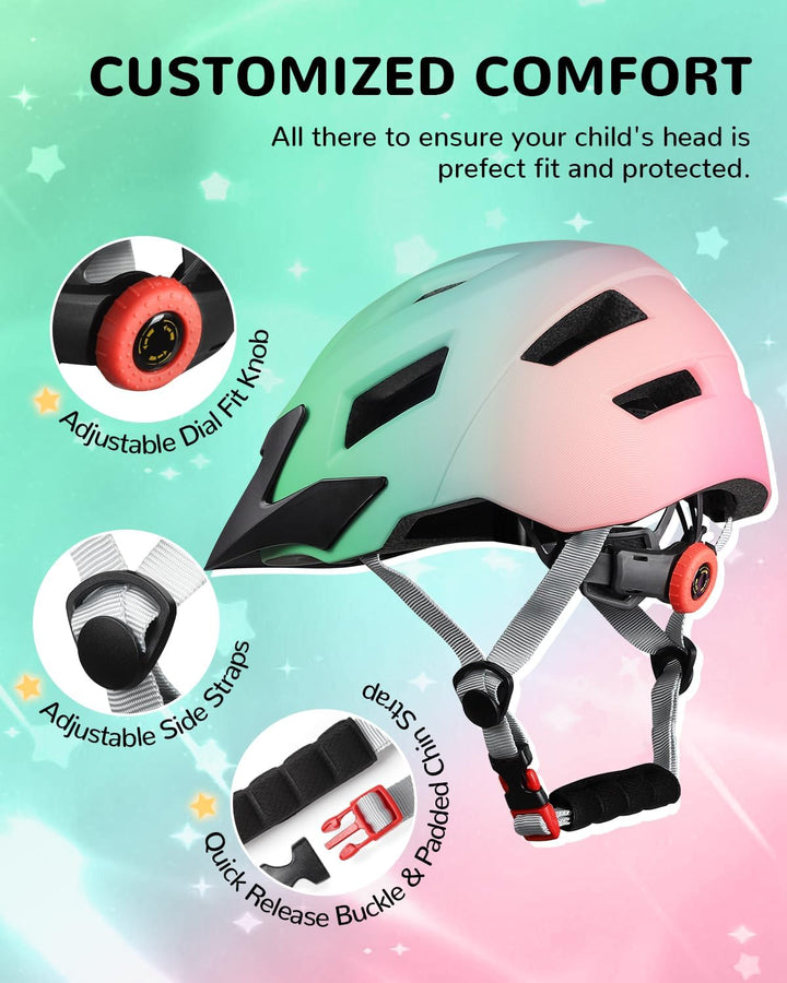 FUNWICT Kinder Fahrradhelm für Mädchen Jungen, Verstellbarer Kinderhelm Radhelm Skaterhelm Sporthelm