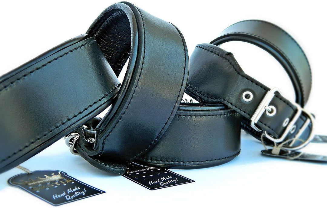 Bestia Echtleder Hundehalsband mit weicher Leder Innenpolsterung. 6,5 cm breit. Passfit. 100% Echtle