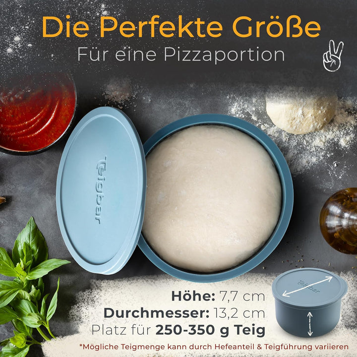 Teigbar Pizzaballenbox mit Deckel, 2er Set - innovative Teigbox aus löse-leichtem Silikon - Pizzatei