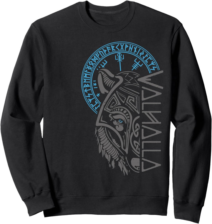 Walhalla Wolf Maske Odin Runen Nordischer Kompass Wikinger Sweatshirt