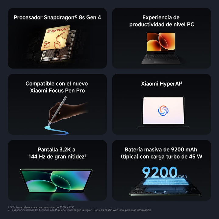 XIAOMI Pad 8 8 GB/128 GB, WiFi 7, 11,2" 3,2K Tablet, Dolby Atmos Sound, Snapdragon 870 Prozessor, 92