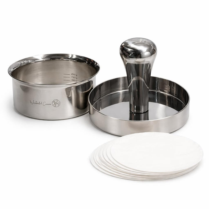 Stainless Steel Burger Press & Meat Patty Maker, Heavy Duty One-Piece Design, Non-Stick Round Hambur