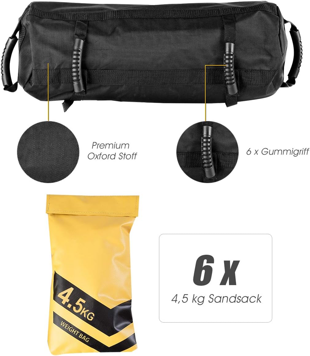 COSTWAY Sandbag, Power Bag inkl. Sandsack, Gewichtssack mit 6 Griffen, Core Bag aus Oxford, Training