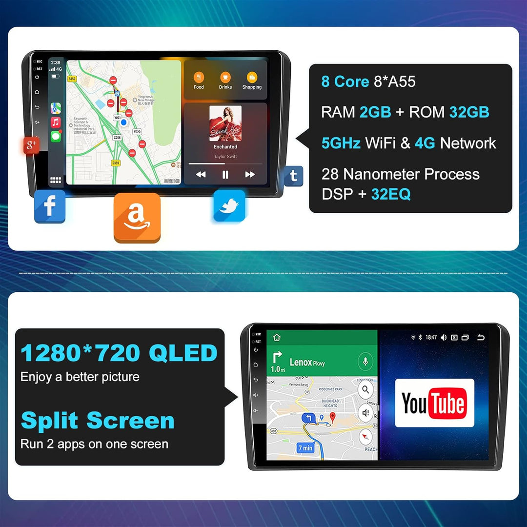 Android Autoradio Wireless CarPlay Wireless Android Auto für Audi_A3 S3 RS3 2GB+32GB 9 Zoll QLED Bil