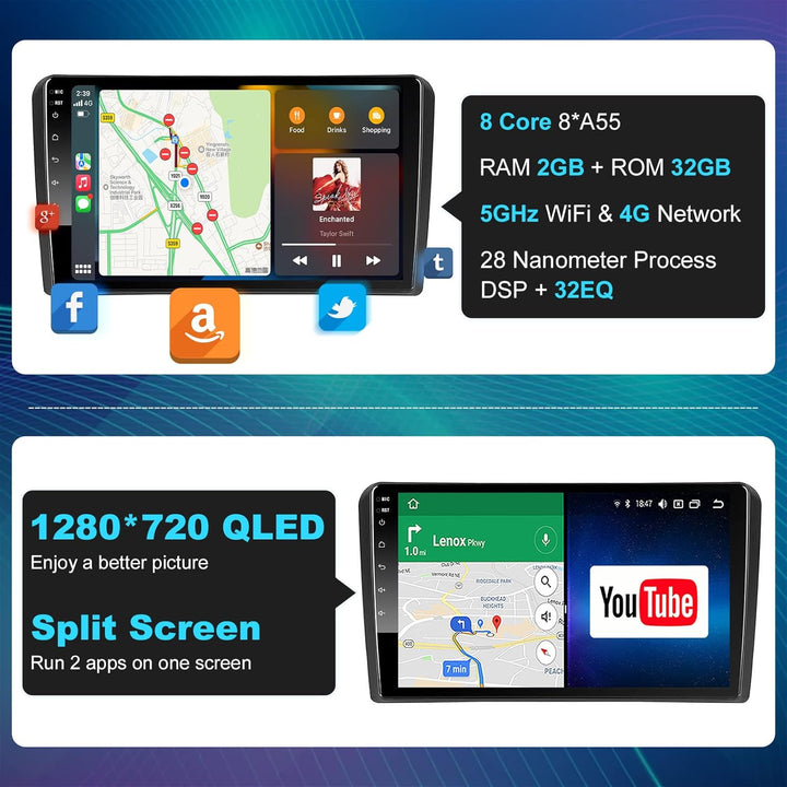 Android Autoradio Wireless CarPlay Wireless Android Auto für Audi_A3 S3 RS3 2GB+32GB 9 Zoll QLED Bil