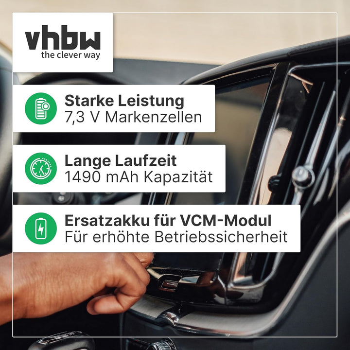 vhbw Akku Ersatz für VW 3G0915089 für Telematik-Steuergerät (1,49 Ah, 7,3 V, Li-Ion)