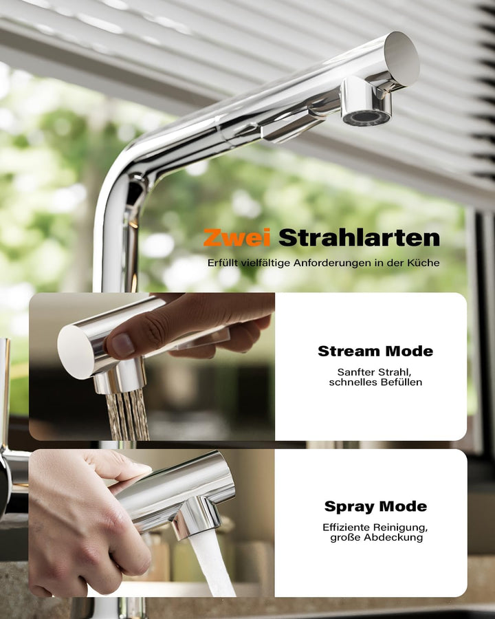 Cobbe Hochdruck Wasserhahn Küche, Küchenarmatur Ausziehbar mit Brause, Spültischarmatur Küche, Armat