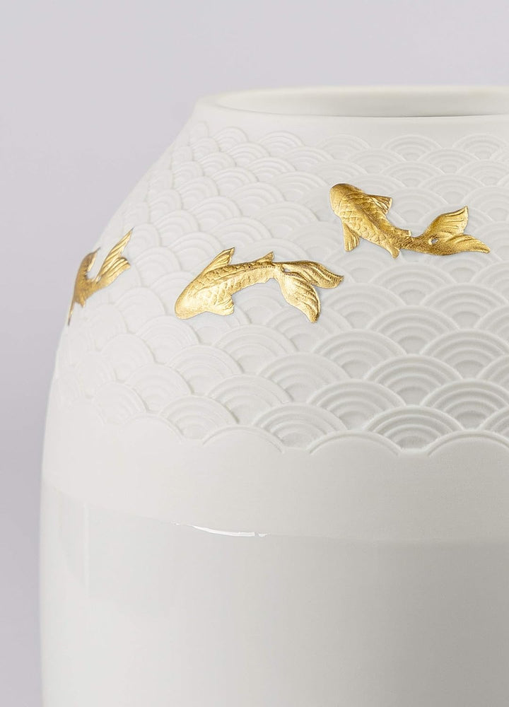 LLADRÓ Koi Vase. Golden Luster. Litophane. Porzellan.