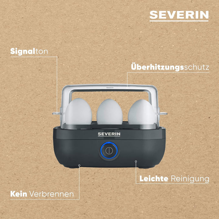 SEVERIN Eierkocher für 6 Eier mit elektronischer Kochzeitüberwachung, inkl. Messbecher mit Eierstech