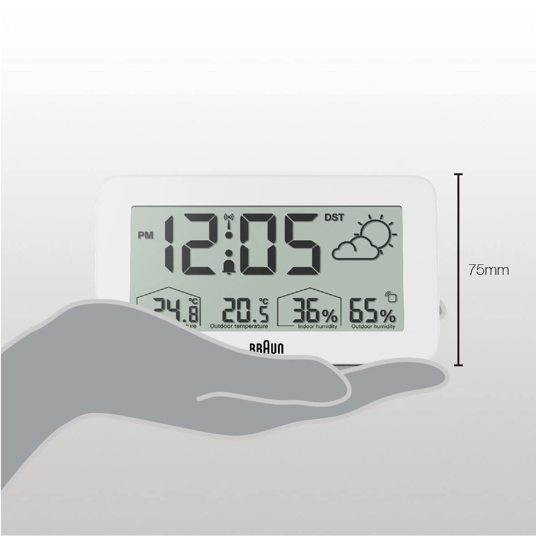 Braun Central European Time Zone (DCF) Digitale Funkwetterstation mit Innen- und Aussentemperatur- u