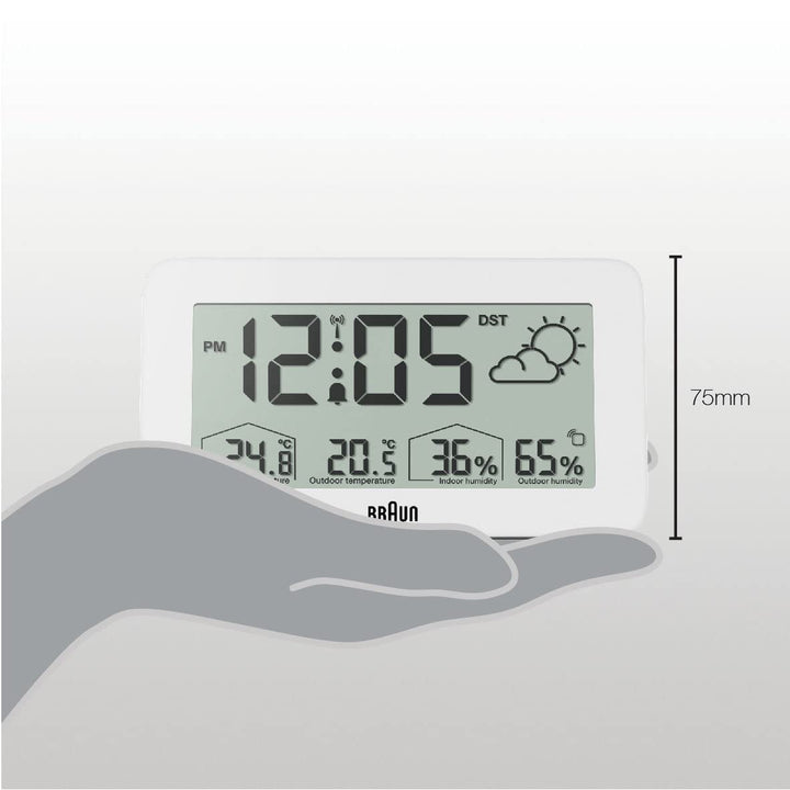 Braun Central European Time Zone (DCF) Digitale Funkwetterstation mit Innen- und Aussentemperatur- u