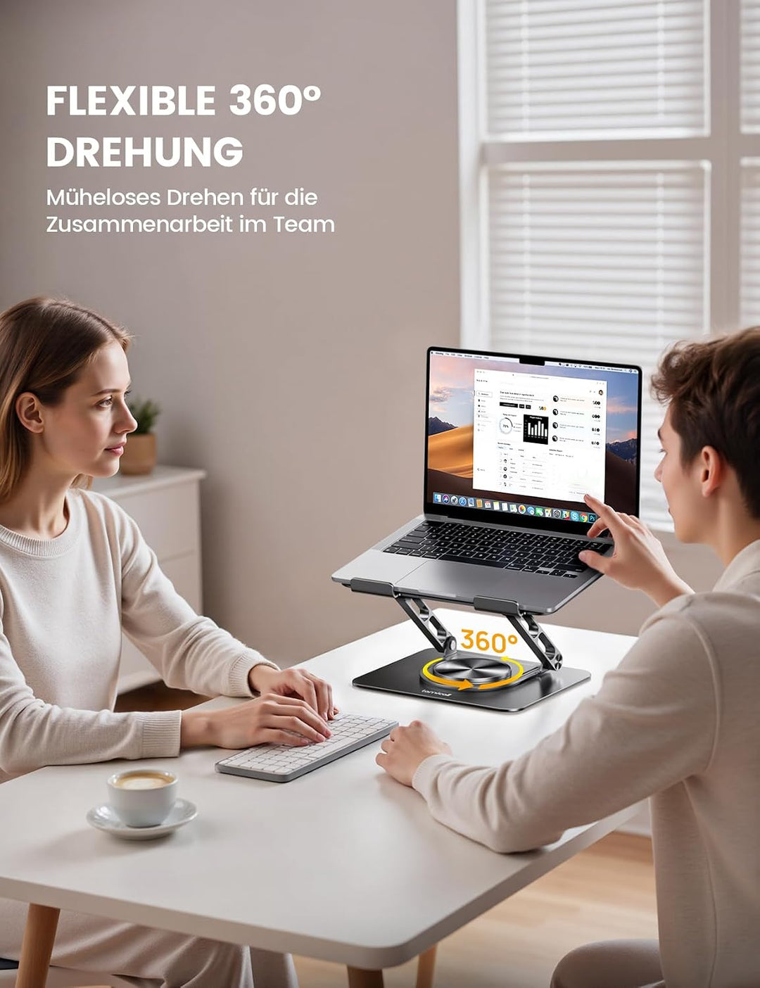 Lamicall Laptop Ständer, Verstellbarer Laptopständer - [360° Drehbar] Faltbarer Alu Notebook Ständer
