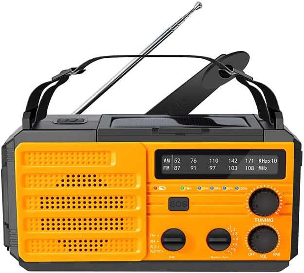 Solar Kurbelradio AM/FM Solar Radio Tragbar Notfallradio mit 8000mAh Wiederaufladbare Batterie, Led
