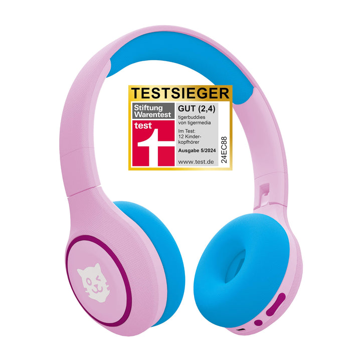 tigermedia tigerbuddies Bluetooth Kopfhörer Kinder | Faltbare Kinder Kopfhörer ab 4 Jahren | Mit Lau