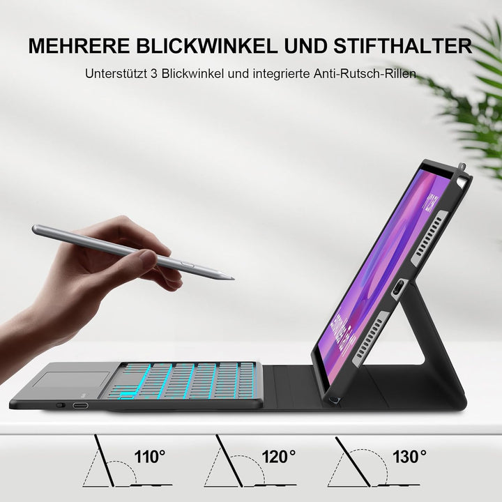 IVEOPPE Hülle mit Tastatur für Lenovo idea Tab 11" 2025 Con Touchpad, 7 Farbige Beleuchtung Bluetoot