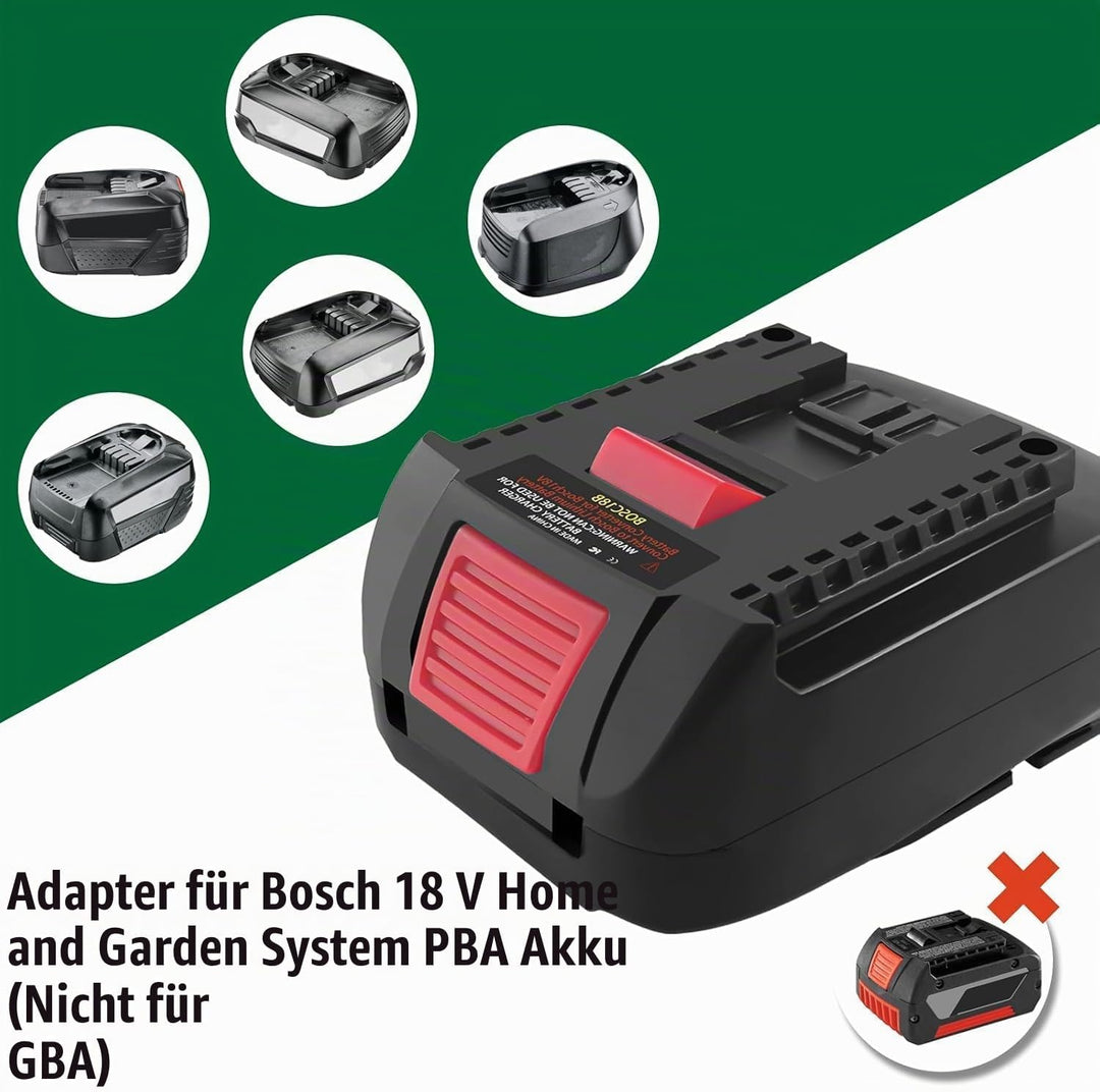 BOSC18B Batterieadapter für Bosch PBA auf GBA, Akkuadapter für Bosch PBA/PSB/PSR Akku auf Profession