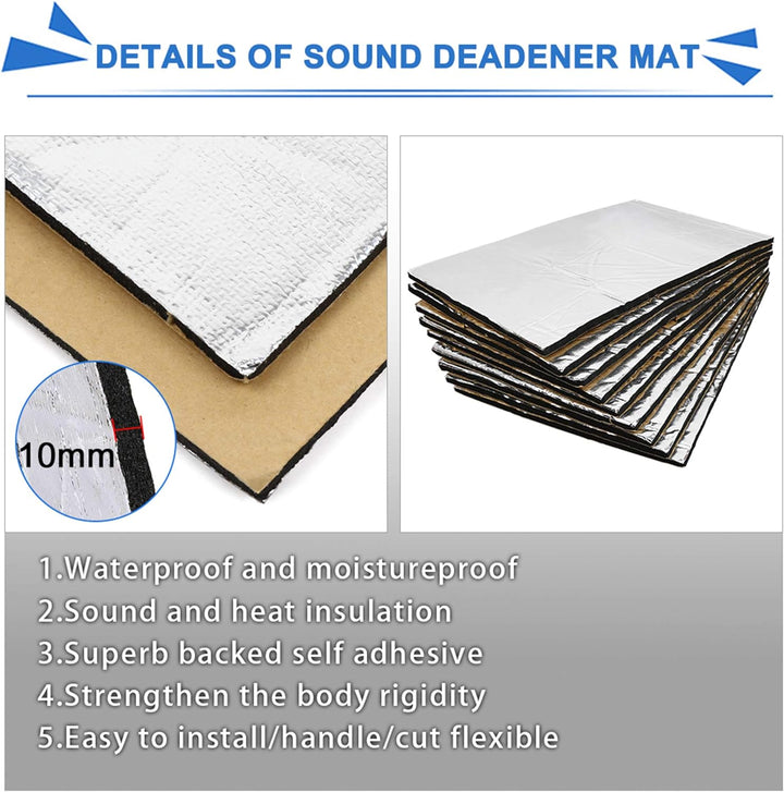 sourcing map 9 Stücke 14.4sqft Schalldämmung Dämmschaummatte Wärmedämmungsmatte Isolationsmatte 10mm