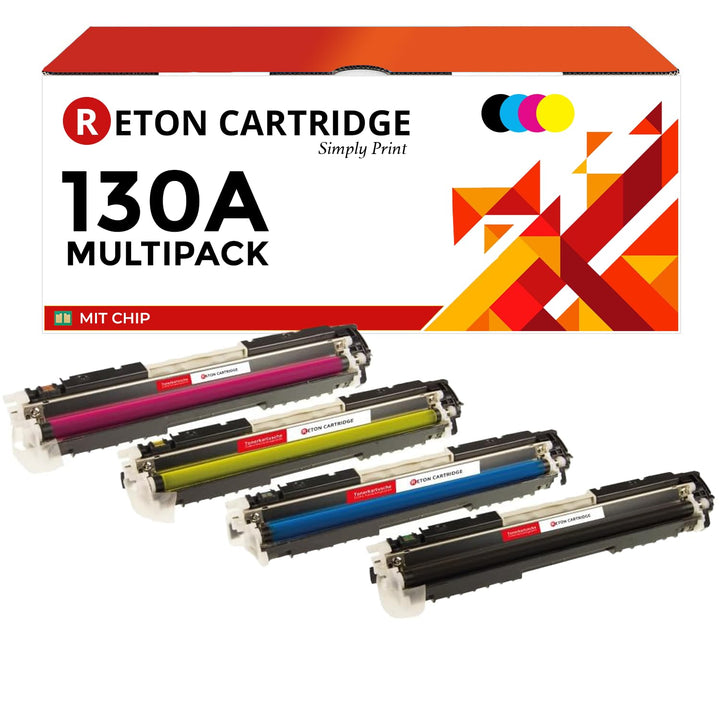 4 Reton Toner | 30% höhere Reichweite | kompatibel für HP 130A CF351A, CF352A, CF353A für HP Color L