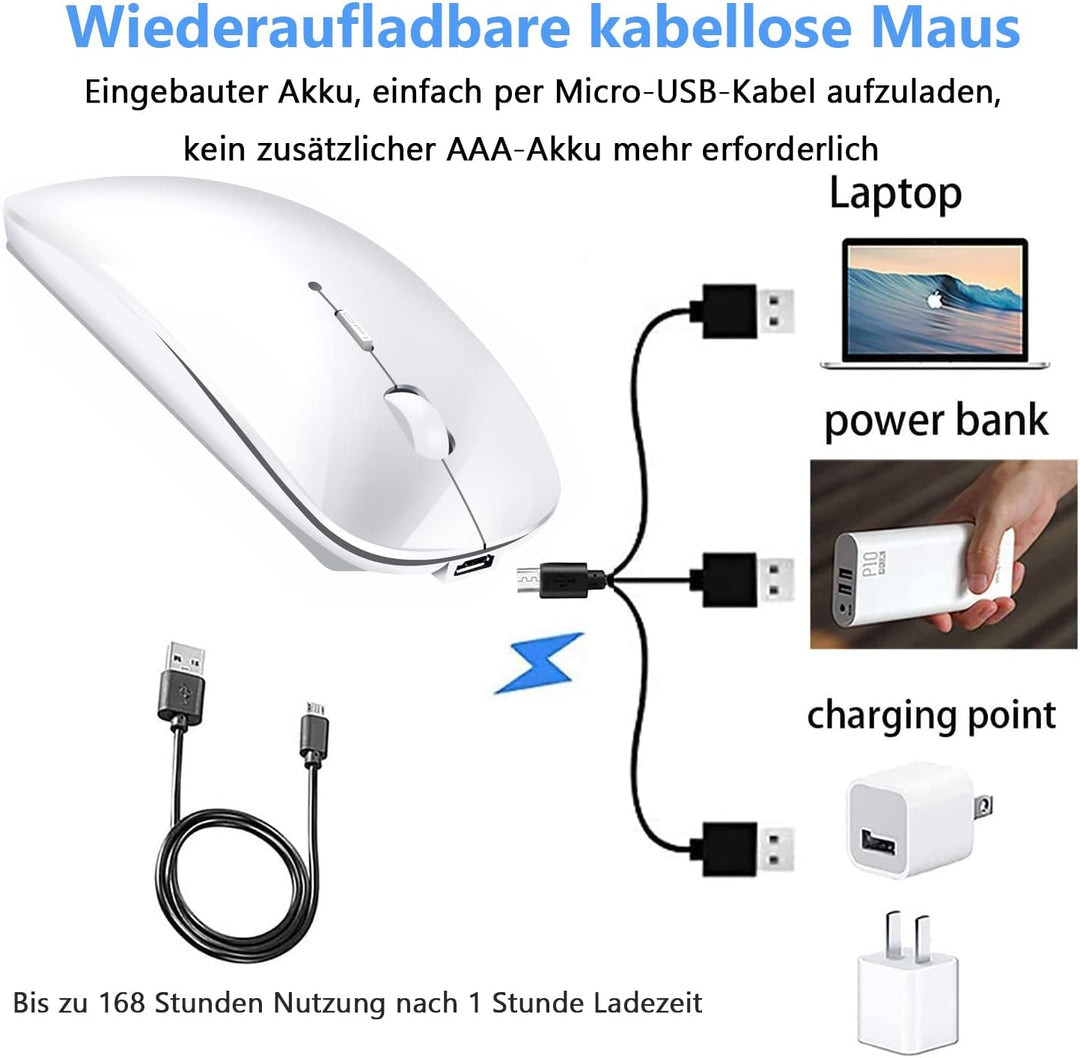 Kabellose Bluetooth Maus für MacBook Pro/Air/Mac/iPad/Laptop/Desktop/Mac/PC/Computer/Telefon - Tragb
