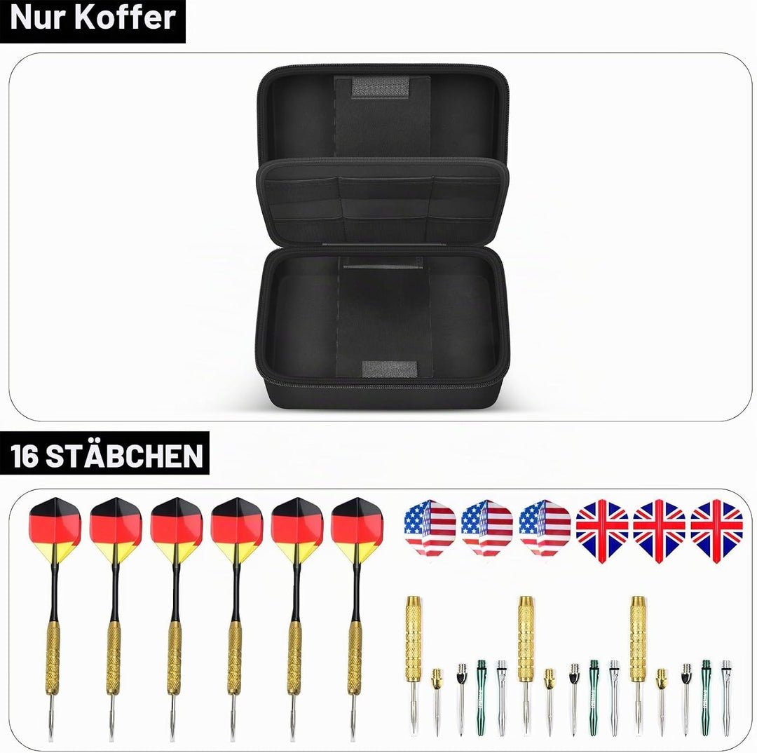 16 Dart Tasche Tragetasche, Schützender Dartcase für Stahl/ Soft Tip Darts, Flüge, Wellen, tragbare