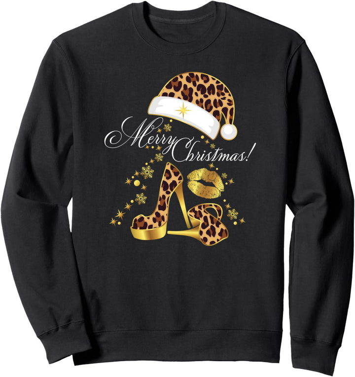 Frohe Weihnachten Leopard Print Damen Sweatshirt